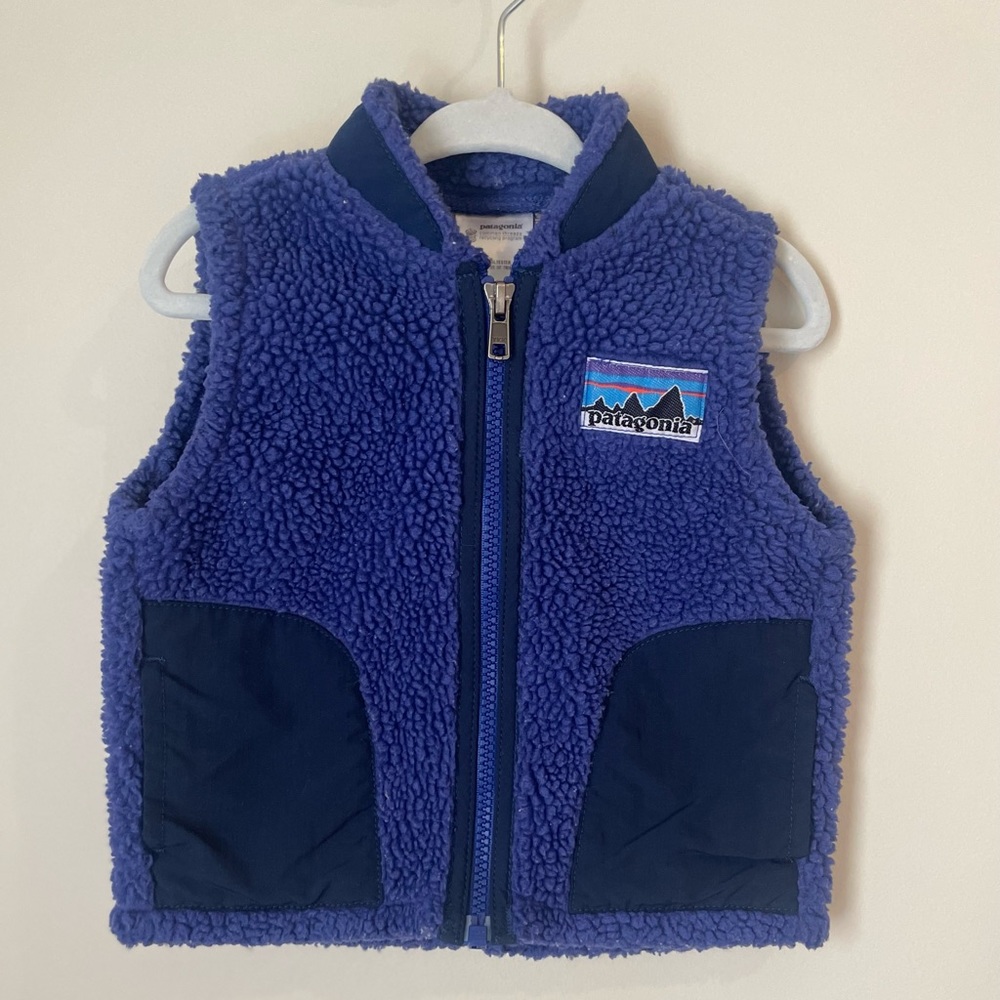 Patagonia Toddler blue zip-up vest. 12M!